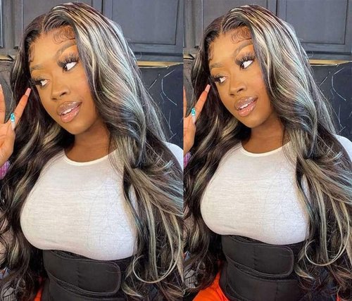 Cklikeb Human Hair Bundles P4/Grey Color Body Wave Bundles Unprocessed Brazilian Virgin Human Hair 16 18 20 Inch 3 Bundles Quick Weave Human Hair Extensions 300g (P4/GREY Body Wave, 16 18 20)