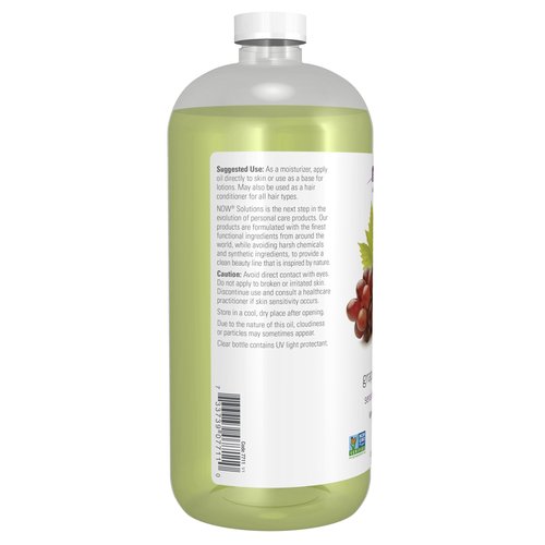 NOW Solutions, Grapeseed Oil, Skin Care for Sensitive Skin, Light Silky Moisturizer for All Skin Types, 32-Ounce