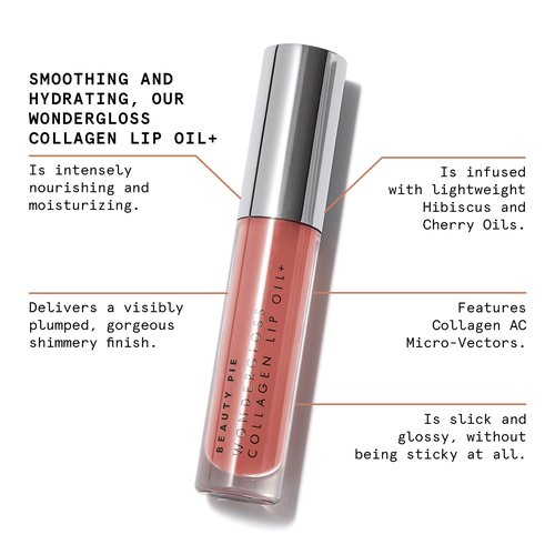 Beauty Pie Wondergloss Collagen Lip Oil + Nude Nectar 0.13 fl oz – Hydrating, Plumping, Non‑Sticky Lip Oil Gloss Hybrid with Collagen AC Micro‑Vectors & Cherry Hibiscus Oils
