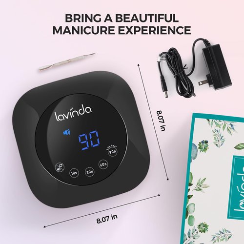 Lavinda UV LED Nail Lamp, 54W UV Nail Light for Gel Polish Acrylic , Professional Gel Lamp with Auto Sensor Fast Curing Nails Dryer 4 Timer Settings Art Tools for Salon Home Use