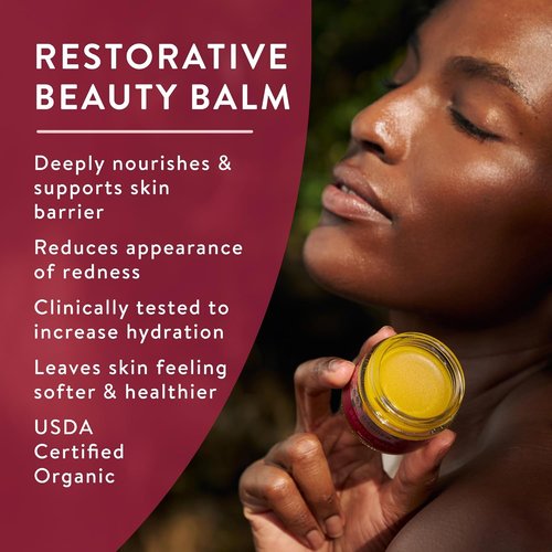 Badger Rose Beauty Balm - 100% Organic Nourishing Treatment with Pure Rose Oil | 1 oz Glass Jar