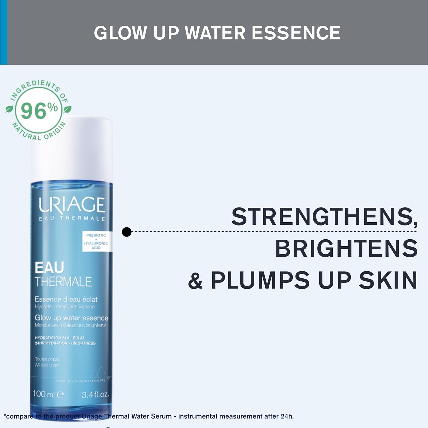 Uriage Thermal Water Essence - Hydrating Facial Booster with Hyaluronic Acid for 24-Hour Moisture & Brightness
