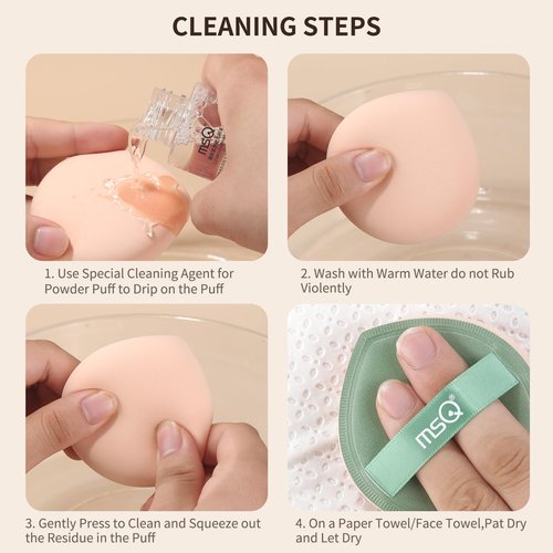 MSQ 5Pcs Makeup Sponge For Foundation Concealer and Powder, Triangle Powder Puff Soft Sponges Blender, Latex Free Blender Sponge For Liquid, Cream, Powder Seamless & Flawless Makeup, 2.75 in, Green