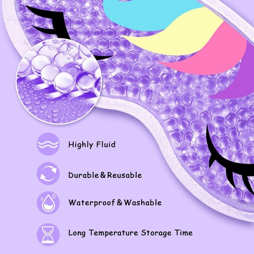 CONBELLA 2PCS Cooling Eye Mask Gel Eye Mask, Reusable Hot Cold Therapy Cold Eye Mask for Post Surgery, Puffiness, Dark Circles, Eye Bags, Dry Eyes