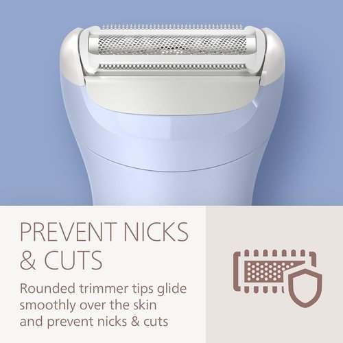 Philips Lady Shaver Series 6000 - Cordless Wet & Dry Electric Shaver | 3-Blade System for Legs & Body, 80 Min Runtime