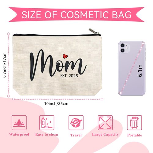 DJOLY Birthday Gifts for Mom, Mothers Day, Best New Mom Gifts for Birthday Mama Bag, Mom To Be Gift, Pregnancy Gifts for Expecting Mom Essentials Mommy Makeup Bag, Christmas Cosmetic Pouch