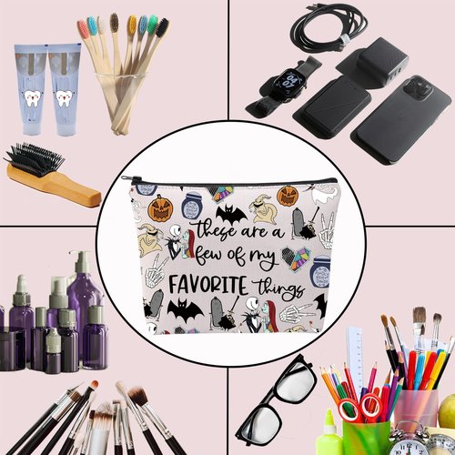 ENSIANTH Horror Movie Inspired Gift Zero Ghost Dog Makeup Bag Spooky Gift Skull Lover Travel Bag (Nightmare MU)