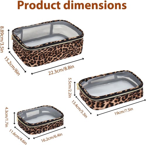 Skiennix Clear Makeup Bags - TSA Approved Travel Toiletry Set | 3-Pack (Large, Small & Mini) Waterproof Organizer