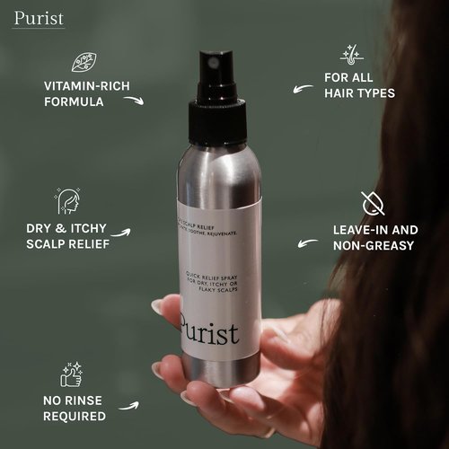 Purist Dandruff Spray - Leave-In Scalp Treatment for Itchy, Dry Skin | Hydrating & Soothing Moisturizer