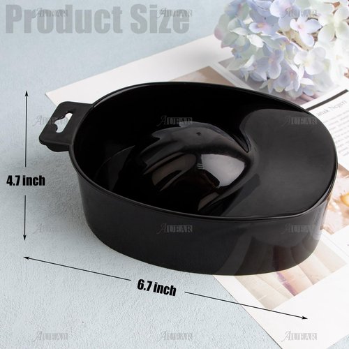 AUEAR, 2 Pack Manicure Bowl Nail Soaking Art Hand Soak Treatment Bowls Tray for SPA Tools (Black)