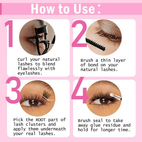 LA MAESII Lash Cluster Glue, Lash Bond and Seal for Eyelash Clusters, 10ml Bond and Seal, Waterproof, 2-in-1 Home Use, Strong Hold for 72H