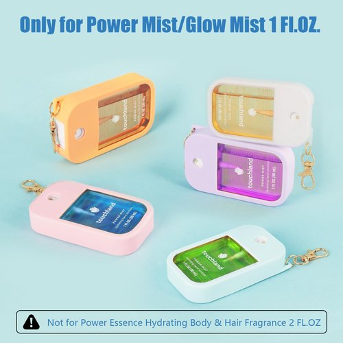 GAWBYET Hand Sanitizer Spray Case Compatible with Touchland, Silicone Hand Sanitizer Case Holder with Keychain for Power Mist and Glow Mist 1 fl oz,(White+Blue+Black)