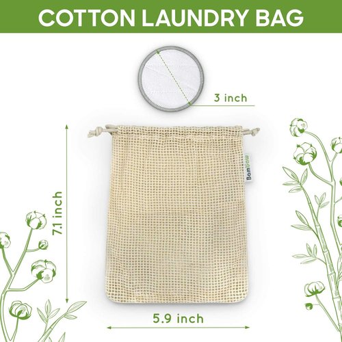 Bambaw Reusable Makeup Remover Pads - 22 Soft Cotton Rounds with Laundry Bag for Easy Storage