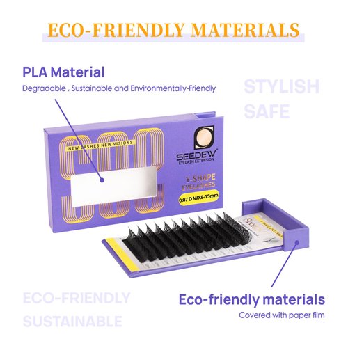 SEEDEW Eyelash Extensions Set, 3 Pieces Individual Hybrid Volume Premade Lashes, (Classic + YY Lashes + W-3D Lashes) 0.07 D Mix Black, for Practice, Cost-Effective, Beginner Lash Artists Friendly