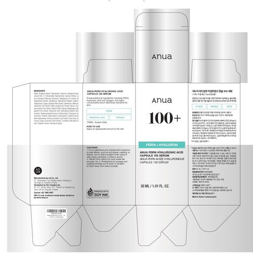 Anua PDRN Hyaluronic Acid Capsule 100 Serum, Radiant Face Serum, Salmon DNA, Hyaluronic Acid, Hydration, Moisture Plumping Effect, Lightweight, Glass Skin, Korean Skincare, 1.01 fl. oz