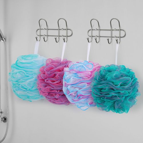 BTYMS XXL Large Loofah Bath Sponge 100g/pc, Exfoliating Mesh Pouf Bath Scrunchies Shower Puffs - Pack of 4