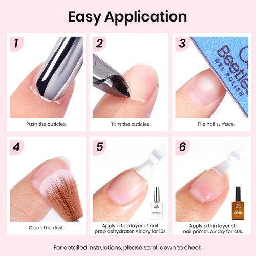 Beetles 15ml Protein Nail Prep Dehydrator and Primer nail Set - 2PCS Hema-Free & Acid Free Nail Bond Protein Prep Kit for Gel Nail Polish Acrylic Nail Supplies