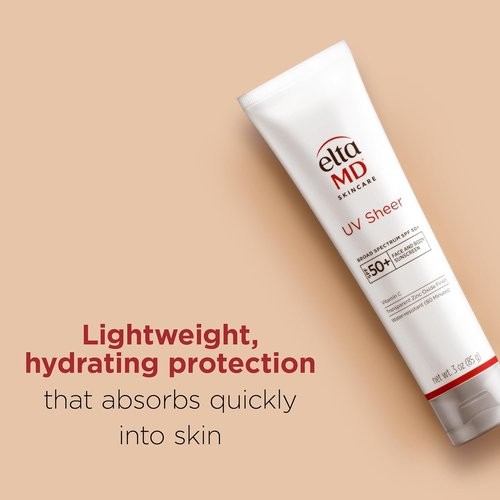 EltaMD UV Sheer Face Sunscreen - SPF 50+ Zinc Oxide Formula with No White Cast | Lightweight & Hydrating
