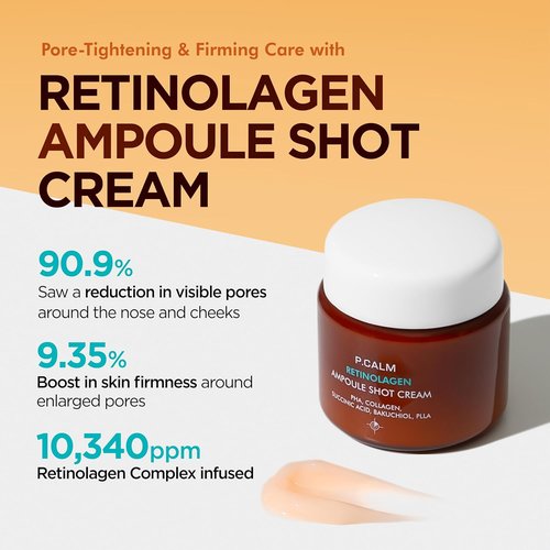 P.CALM Retinolagen Ampoule Shot Cream - Vegan Collagen & Bakuchiol for Pore Tightening | 60ml
