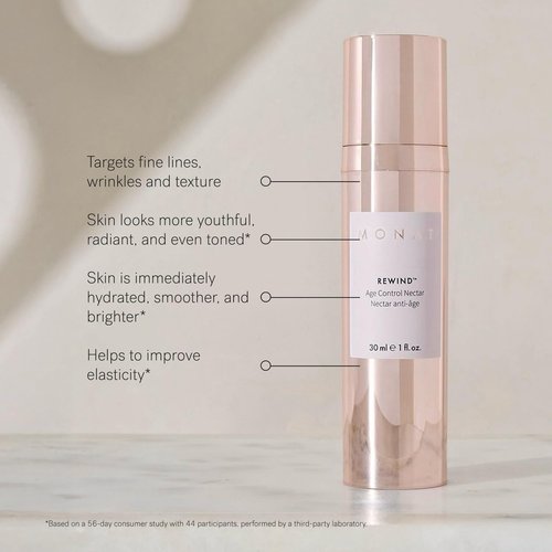 MONAT Rewind Age Control Nectar - Fast Absorbing Hydrating Serum. Skin Perfecting Natural AHA. Correcting & Transforming Face Serum, Anti Aging Face Cream w/Hyaluronic Acid - Net Wt 30 ml / 1 fl. oz.