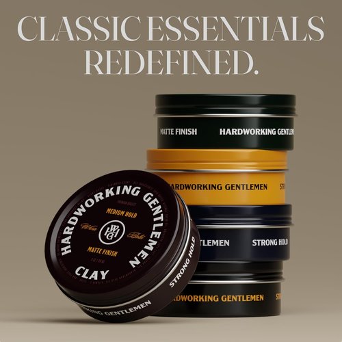 Hardworking Gentlemen Hair Clay - Medium Hold, Matte Finish, Natural Formula, 3 oz | Made in USA