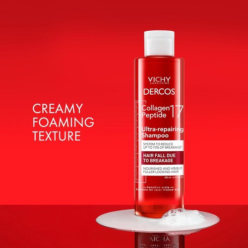 Dercos Collagen Peptide 17 Ultra-Repairing Shampoo - Strengthens Weak Hair, Reduces Breakage & Boosts Volume