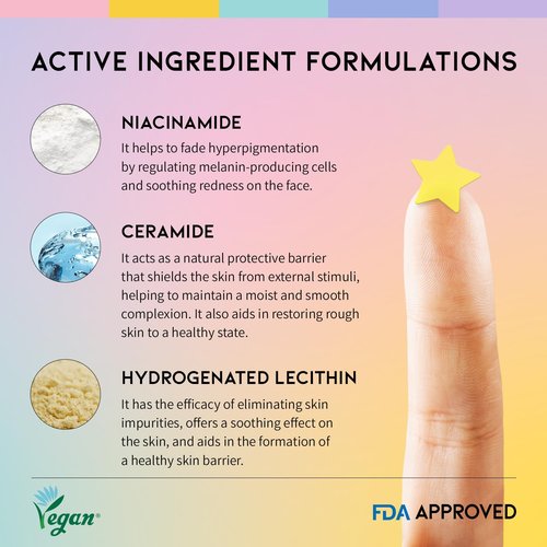 #OOTD Star Pimple Patches – Hydrocolloid Acne & Spot Patch for Face, Cute Pastel Colors, Niacinamide & Ceramide, K-Beauty Skincare – Stocking Stuffer for Teen Girls – 80 Count