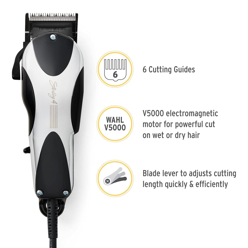 Wahl Professional Sterling 4 Clipper - Lightweight Corded Design with Adjustable Blade for Wet/Dry Hair Cutting