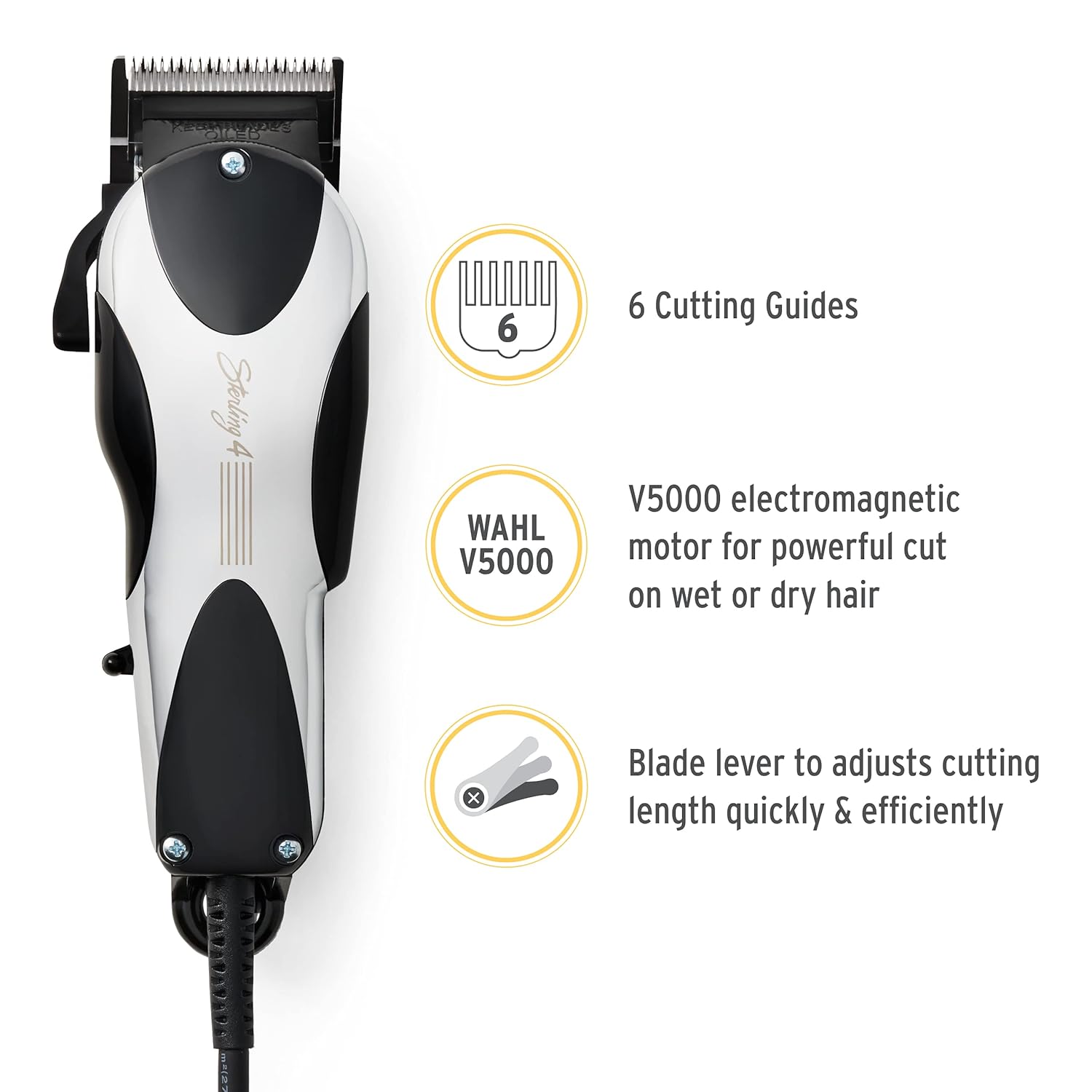 Wahl Professional Sterling 4 Clipper - Lightweight Corded Design with Adjustable Blade for Wet/Dry Hair Cutting