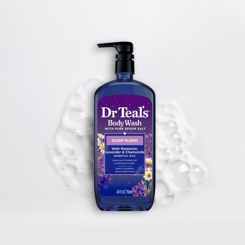 Dr Teal's Body Wash with Pure Epsom Salt, Sleep Blend with Melatonin, 24 fl oz (Pack of 4)