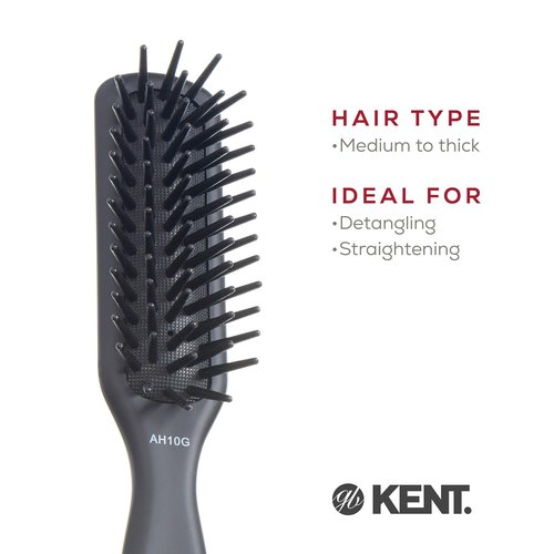 Kent AH10G Airhedz Pro Narrow Pin Hair Brush - Detangles Long, Thick & Curly Hair | Scalp Massager in Grey