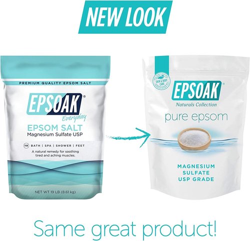 Epsoak Epsom Salt 10 lb. Magnesium Sulfate USP. Resealable Epsom Salt Bag Unscented, Made in The USA, Cruelty-Free Certified