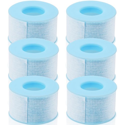 Embagol Lash Tape for Eyelash Extensions Blue Eyelash Tape for Extensions Sensitive Silicone Gel Easy Tear Breathable Medical Microporous Eyelash Extension Tape (0.98in 3.9yd, 6 Rolls)