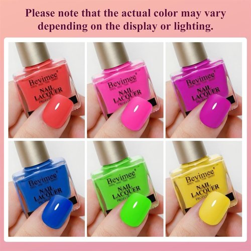 Skiennix Neon Nail Polish Set - Quick Dry Rainbow Colors | 6 Vibrant Shades for DIY Manicure