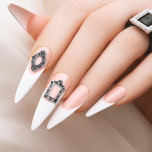 Mxxipp 80pcs Frame Charms for Women, Gothic Photo Frame Art Charms, 3D Metal Nail Accessories for DIY Manicure Sunglasses Scrapbook Bookmarks - Gold, Silver, Retro Gold & Retro Silver