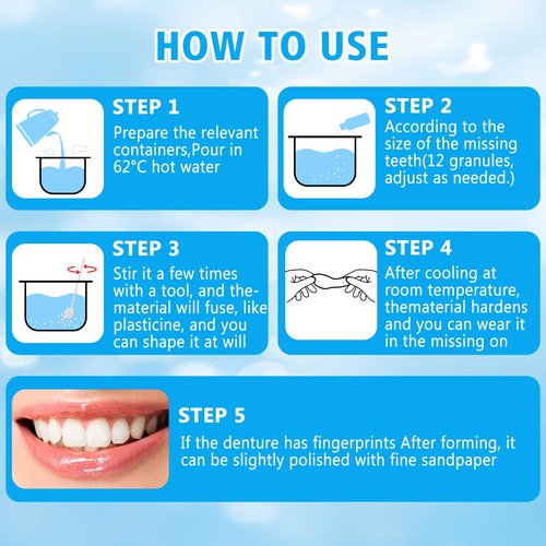 Moldable False Teeth Beads, DIY Temporary Tooth Replacement Kit, Suitable for Missing, Broken and Chipped Tooth Repair Beads, Thermoplastic Beads, Make You Smile Confidently