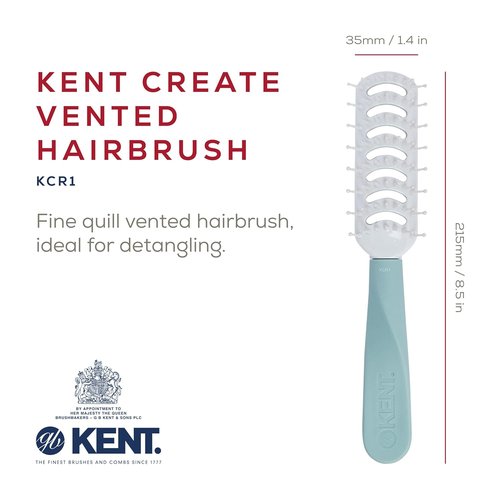 Kent KCR1 Vented Hair Brush - Create Root Lift & Volume for All Hair Types | Small Green Ergonomic Design