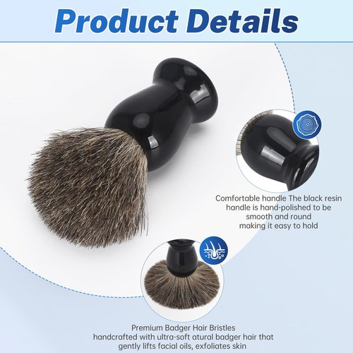 DEBETOOL Shaving Brush Set for Men – Pure Badger Hair Shaving Brush and Bowl, Exfoliating Shaving Cream Brush Gifts for Fathers Day