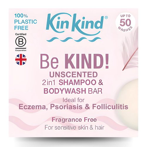KinKind Be KIND! Unscented Shampoo Bar & Body Wash - 2-in-1 for Hair & Body | Natural, Sensitive Scalp Formula | Up to 50 Washes