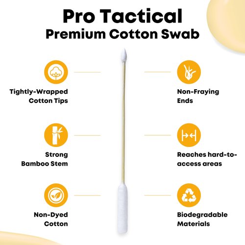 TerpTitans – Pro Tactical – Bamboo 6-inch Cotton Swabs, 2-Pack — XL Barrel Tip For Max Absorption and Fine Point Tips For Tight Spaces