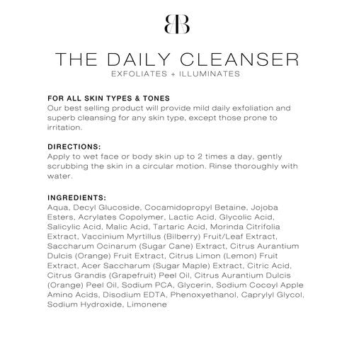 Biba De Sousa Daily Cleanser - Exfoliating Face & Body Wash for Normal/Oily Skin - Illuminates & Refines (8 oz)