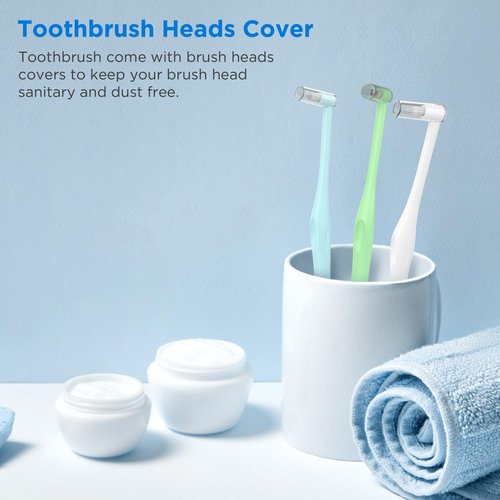 Fremouth End Tuft Toothbrush with Covers, Small Head for Hard-to-Reach Areas, Orthodontic Toothbrush for Braces, Soft Bristles for Adults, Individually Wrapped, 6-Pack