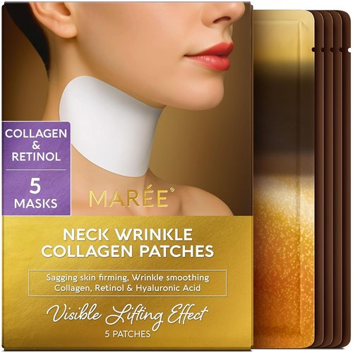 MAREE Neck Wrinkle Patches - Collagen Anti-Wrinkle Treatment with Retinol & Hyaluronic Acid - 5 Pcs