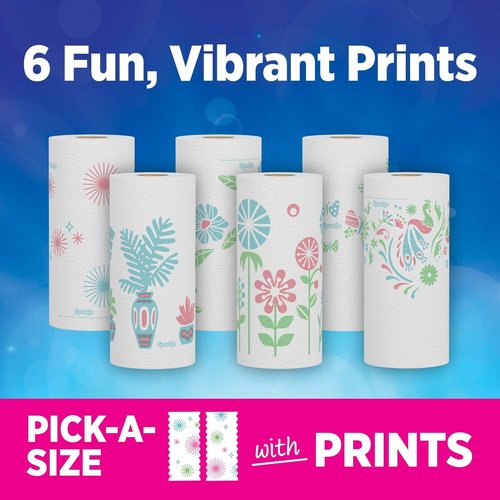 Sparkle Paper Towels - Spirited Print Design, 6 Double Rolls (660 Sheets) | Strong 2-Ply for Kitchen Cleanup