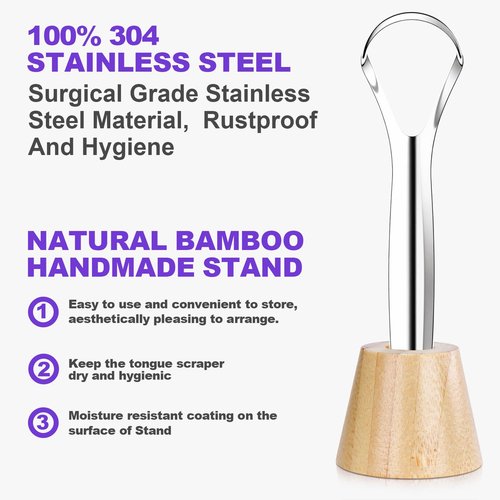 Acelike Tongue Scraper for Adults with 2 Holder and 2 Travel Case, Metal Tongue Scraper for Tongue Cleaning and Reducing Bad Breath,100% Stainless Steel Tongue Scraper, Tongue Cleaner for Adults