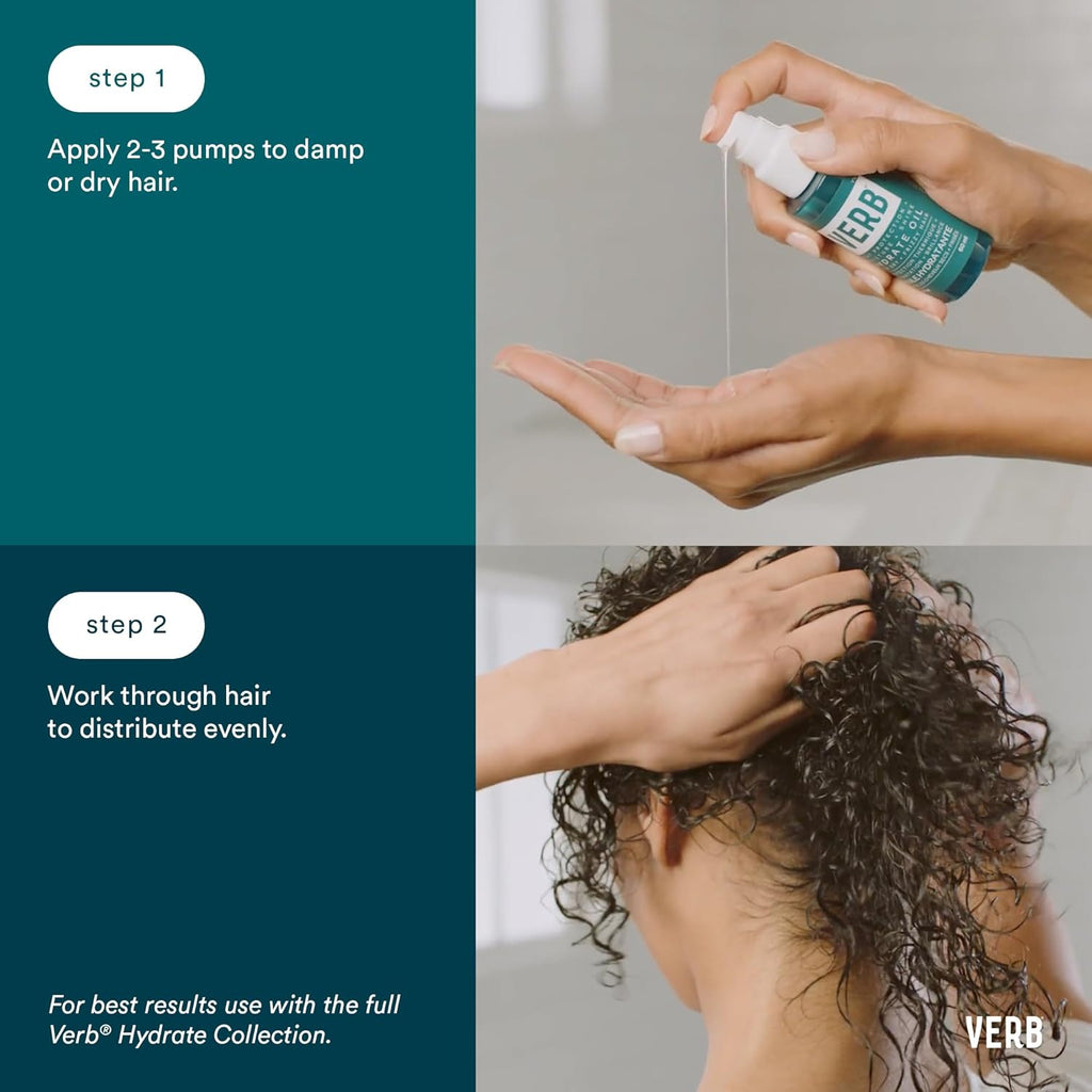 VERB Hydrate Oil - Moisturizing Formula for Smooth, Shiny Hair - Heat Protection - Amber + Warm Jasmine Scent