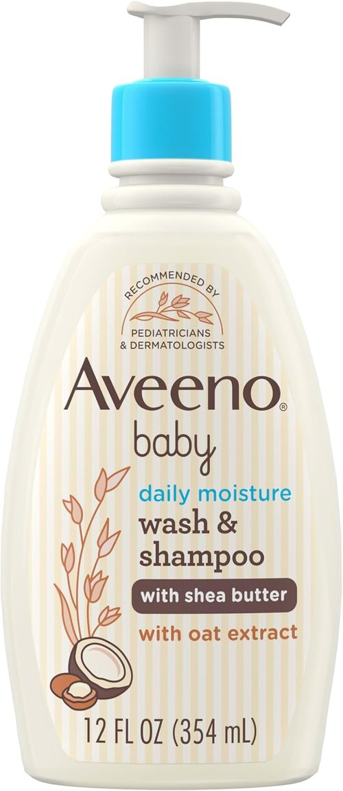 Aveeno Baby Daily Moisturizing 2-in-1 Wash & Shampoo - Gentle Cleansing with Shea Butter & Oat Extract | 12 fl. oz