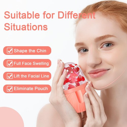 Joyeee 2Pcs Ice Face Roller, Reusable Silicone Mold Face Massage Eye Facial Beauty Skin Care Tools Apply Ice for Shrink Pores Anti Wrinkle Reduce Puffiness Improve Skin Elasticity, Seashell