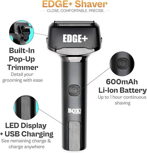 Edge+ PRO Precision Smooth Foil Shaver - Waterproof Titanium Electric Shaver for Men with Pop-Up Trimmer & LED Display