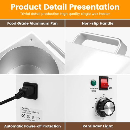 Anbull 5.5lb Professional Single Wax Warmer, Electric Lagre 2.5L Wax Heater Pot for Hair Removal with 20-120℃ Temperature Control, Paraffin Hot Facial Skin SPA Equipment